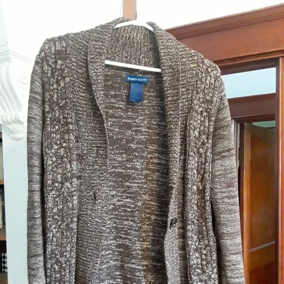Marled brown Karent Scott cardigan sweater - Picture 5 of 5